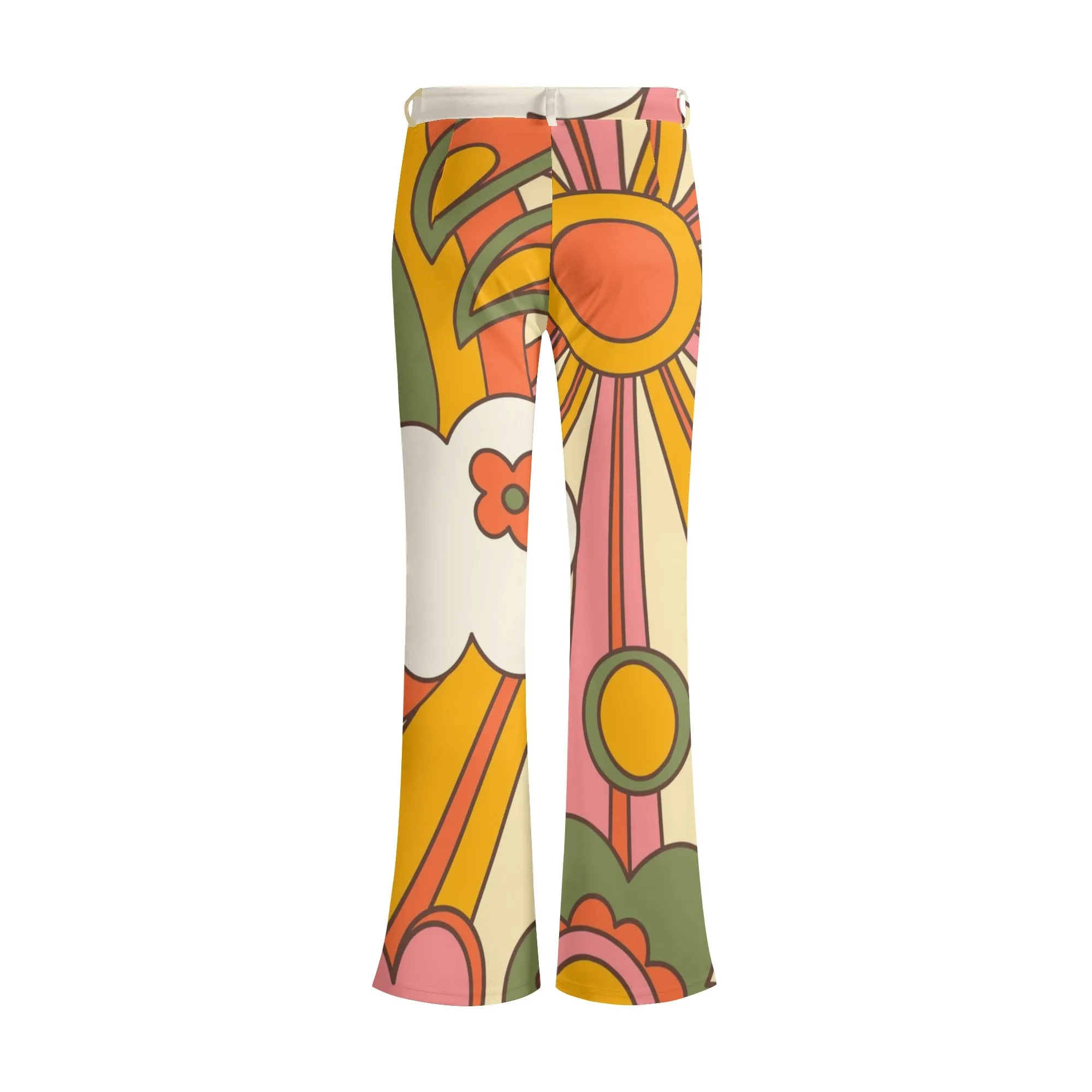 60s 70s Bell Bottom, Flaired Bottom Groovy Sunburst Hippie Pants
