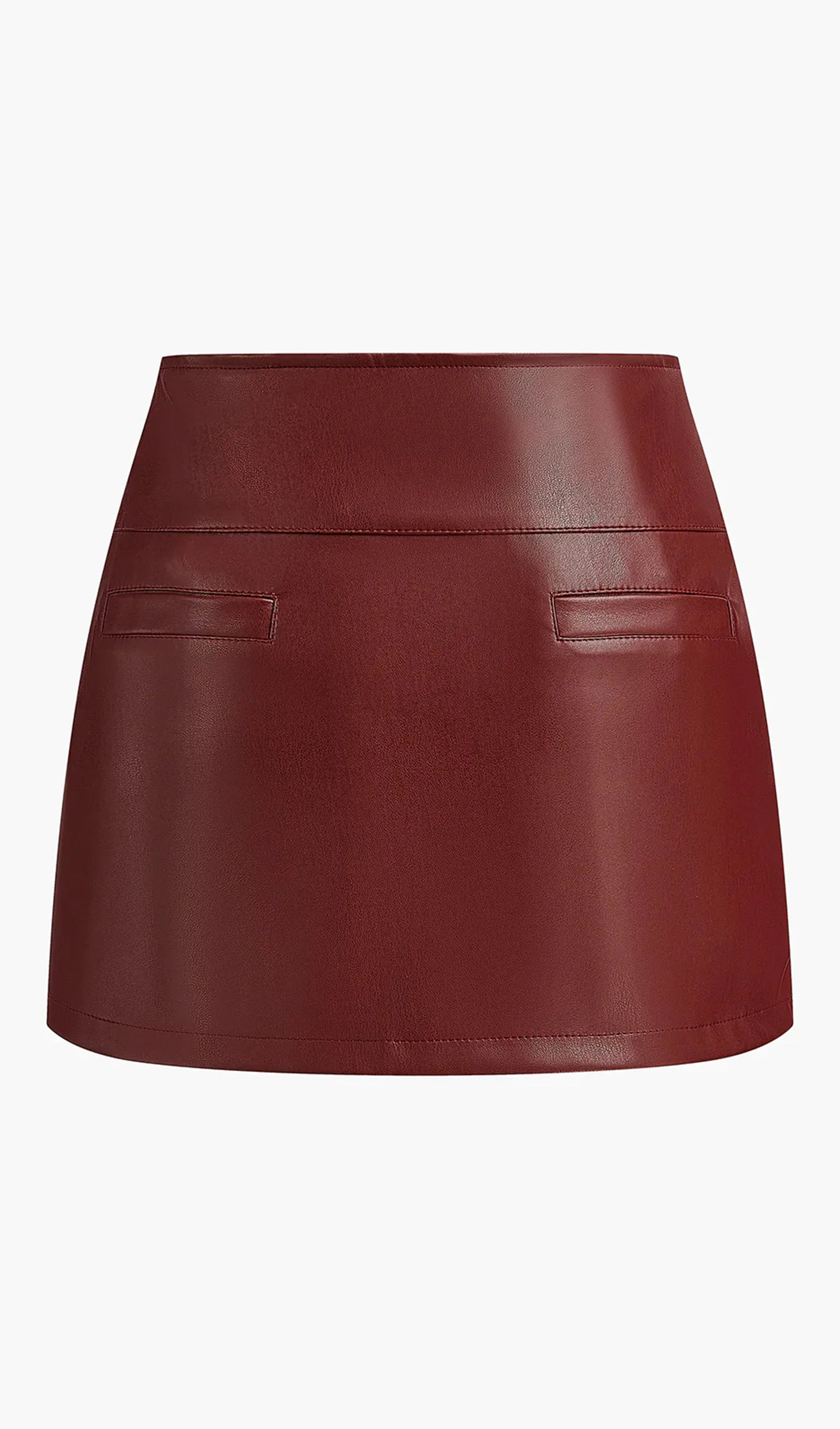 A-Line Faux Leather Mini Skirt-Red