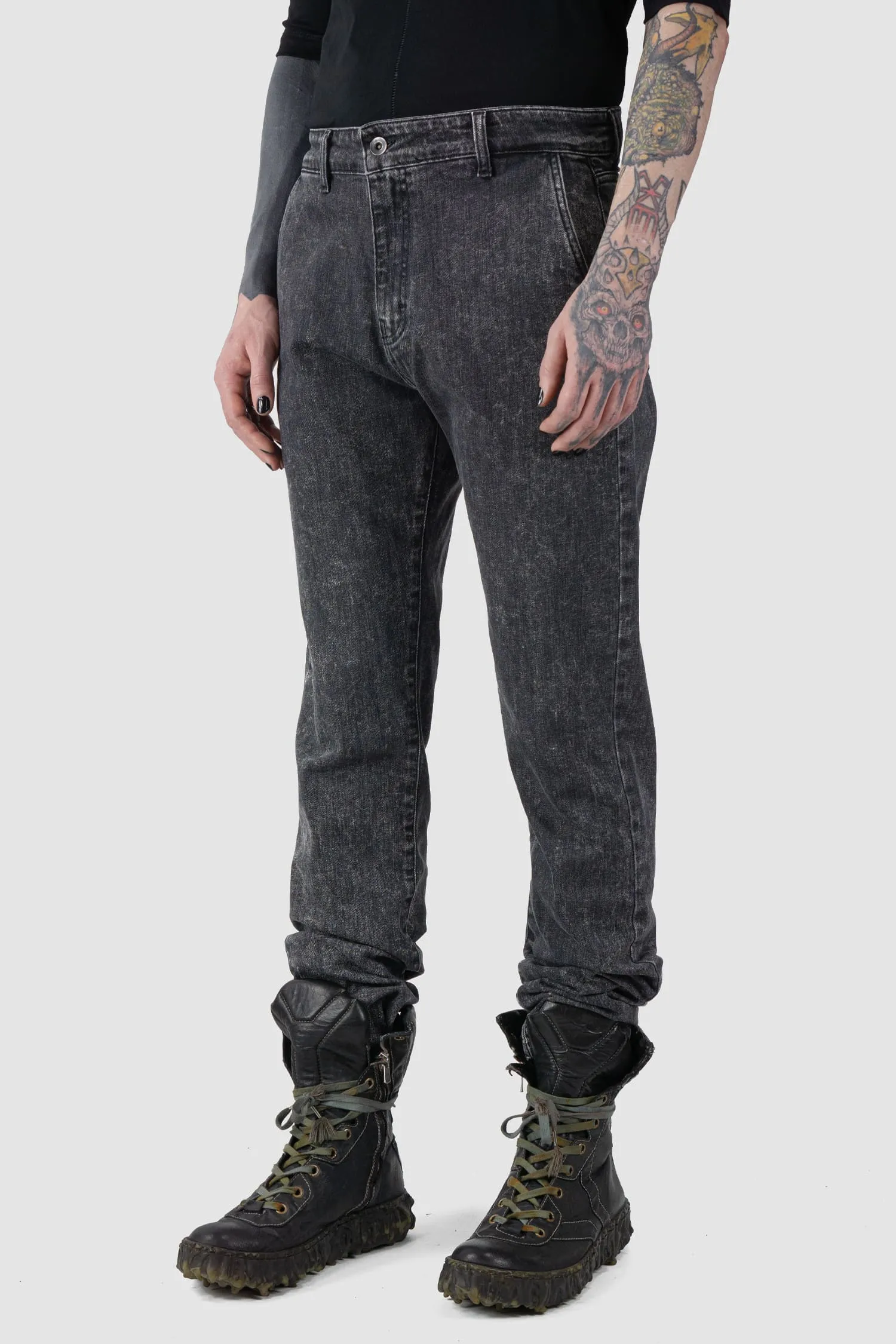 Acid Washed Slim Fit Stacked Jeans