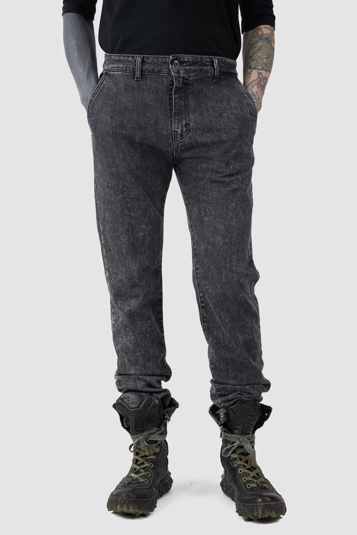 Acid Washed Slim Fit Stacked Jeans