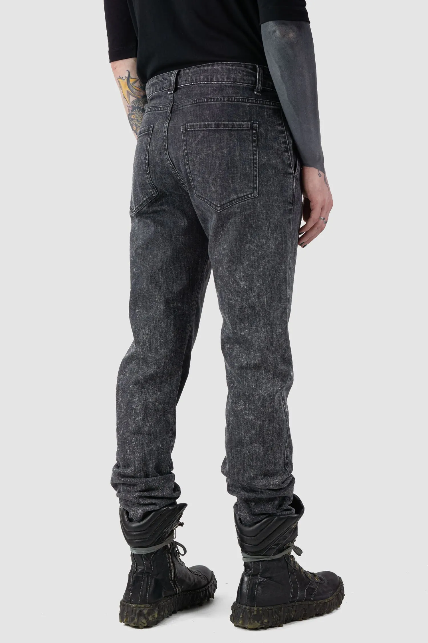 Acid Washed Slim Fit Stacked Jeans