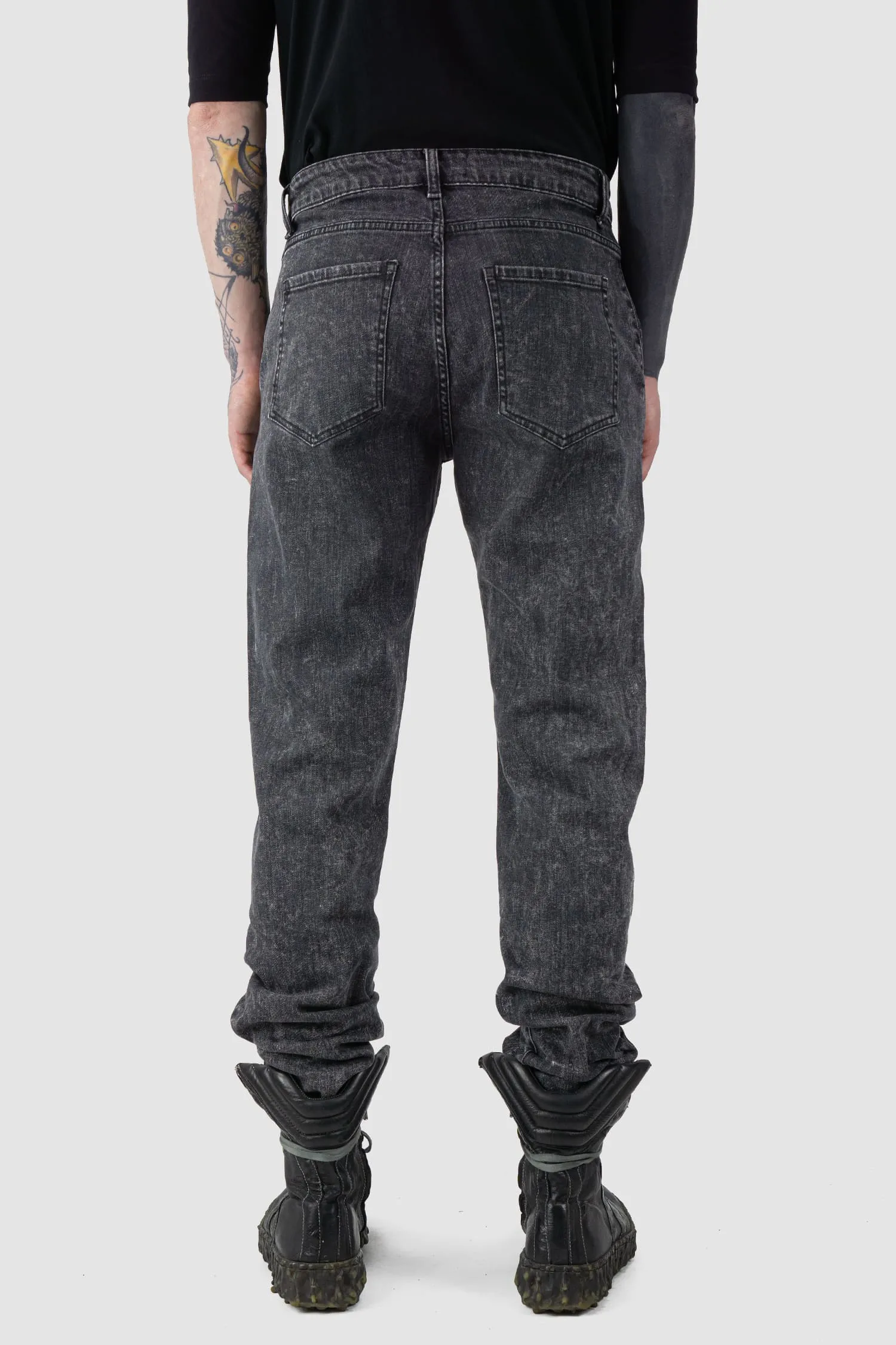 Acid Washed Slim Fit Stacked Jeans