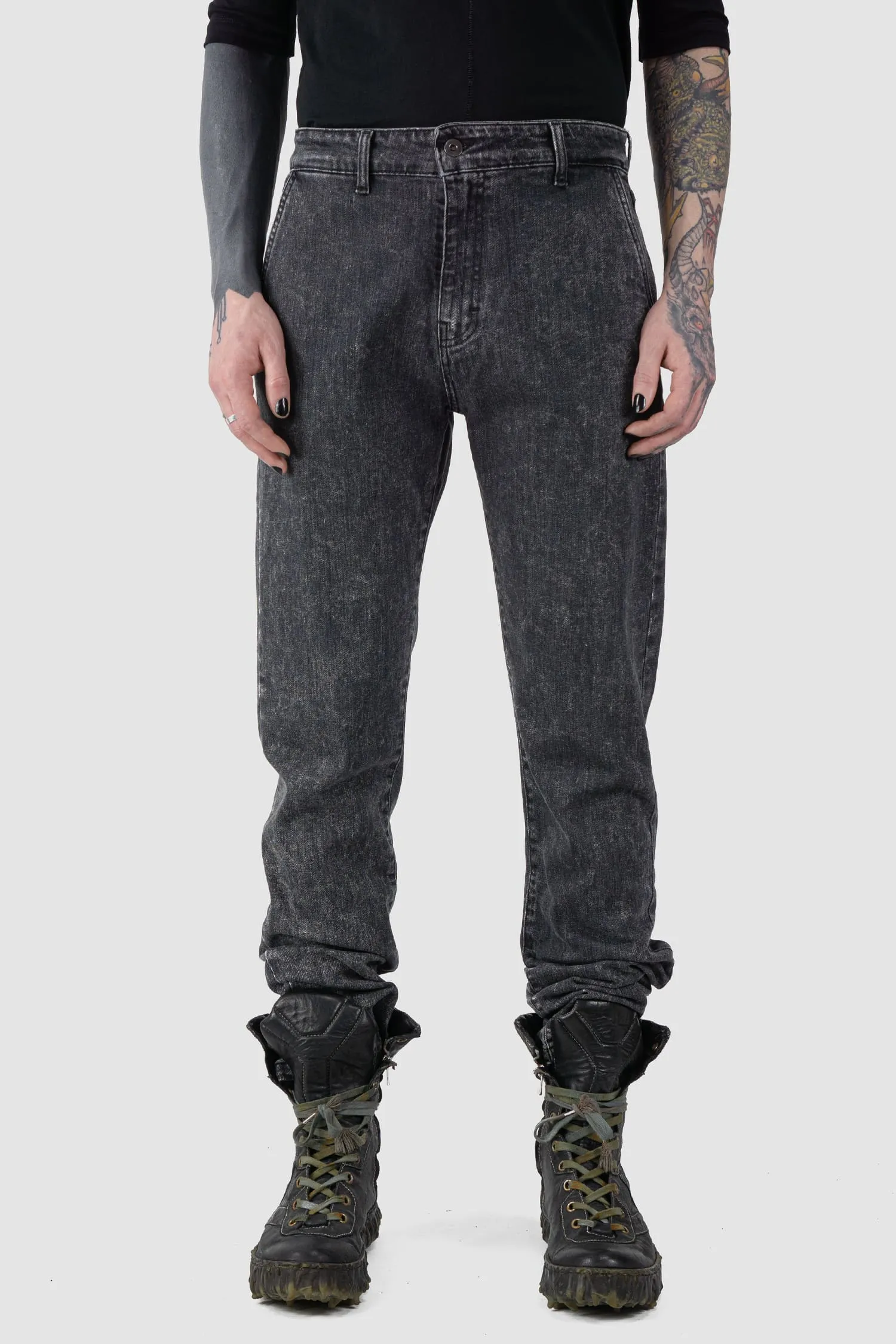 Acid Washed Slim Fit Stacked Jeans
