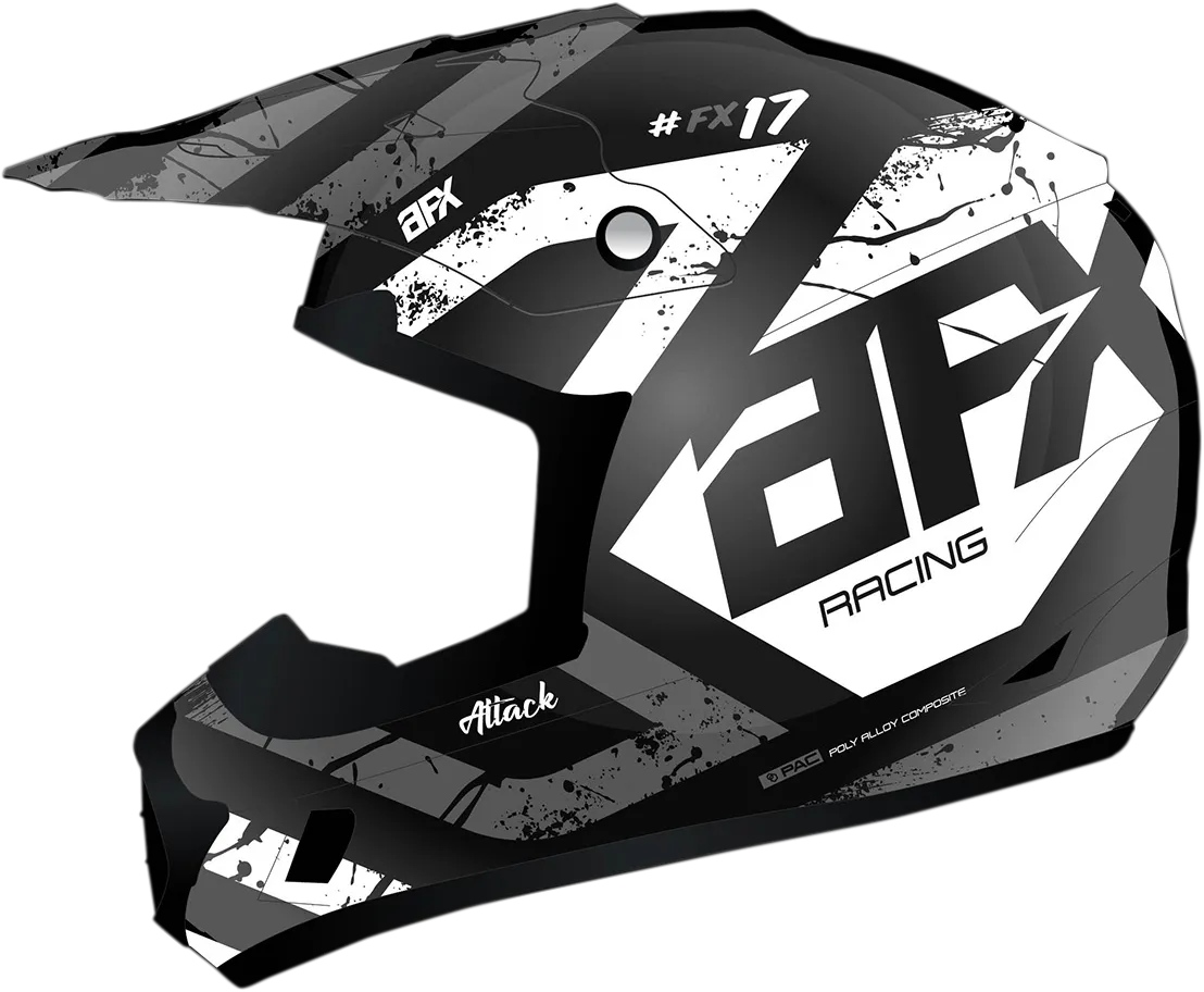 AFX FX-17 Helmet - Attack - Matte Black/Silver - Large 0110-7145