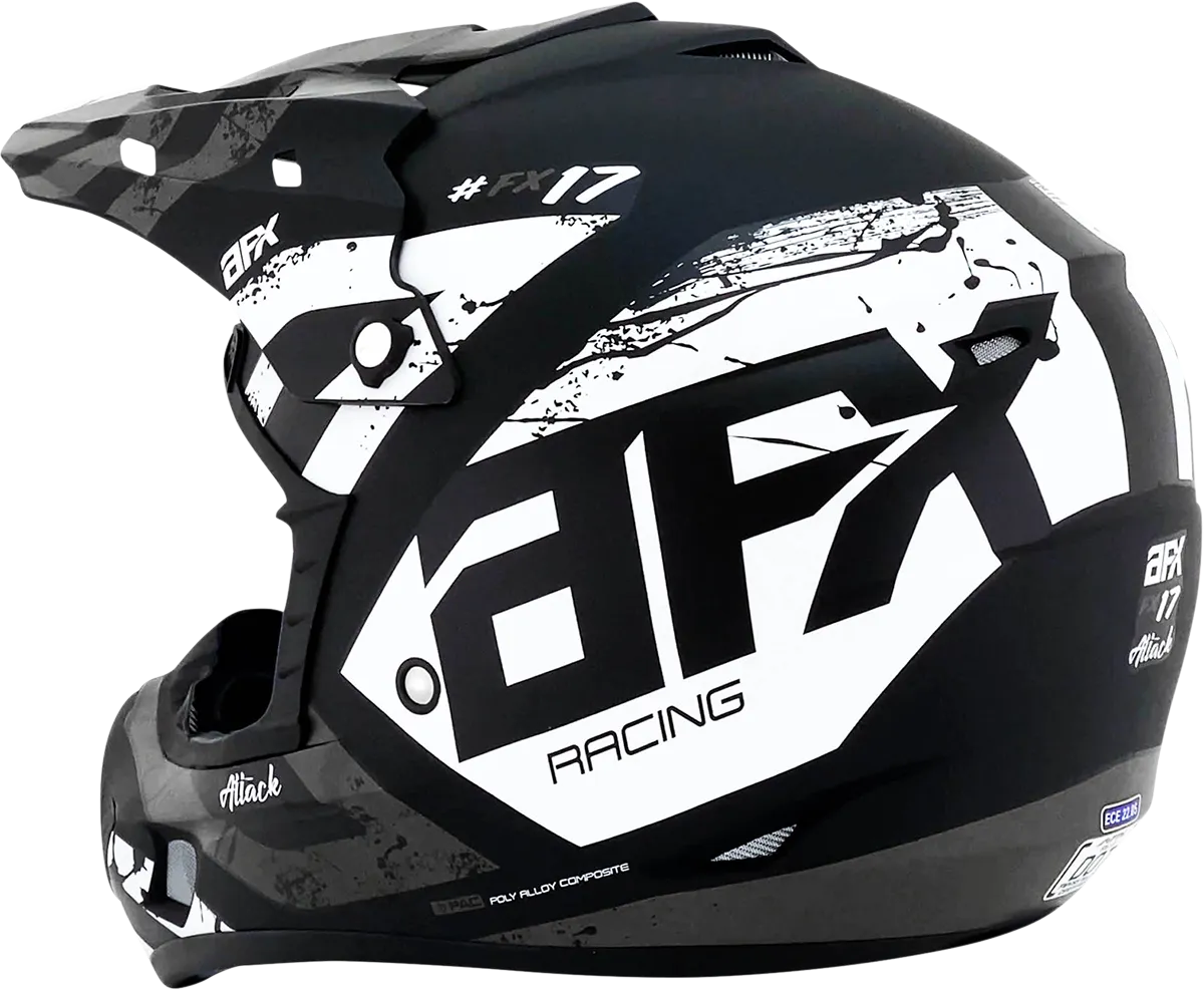 AFX FX-17Y Helmet - Attack - Matte Black/Silver - Large 0111-1401