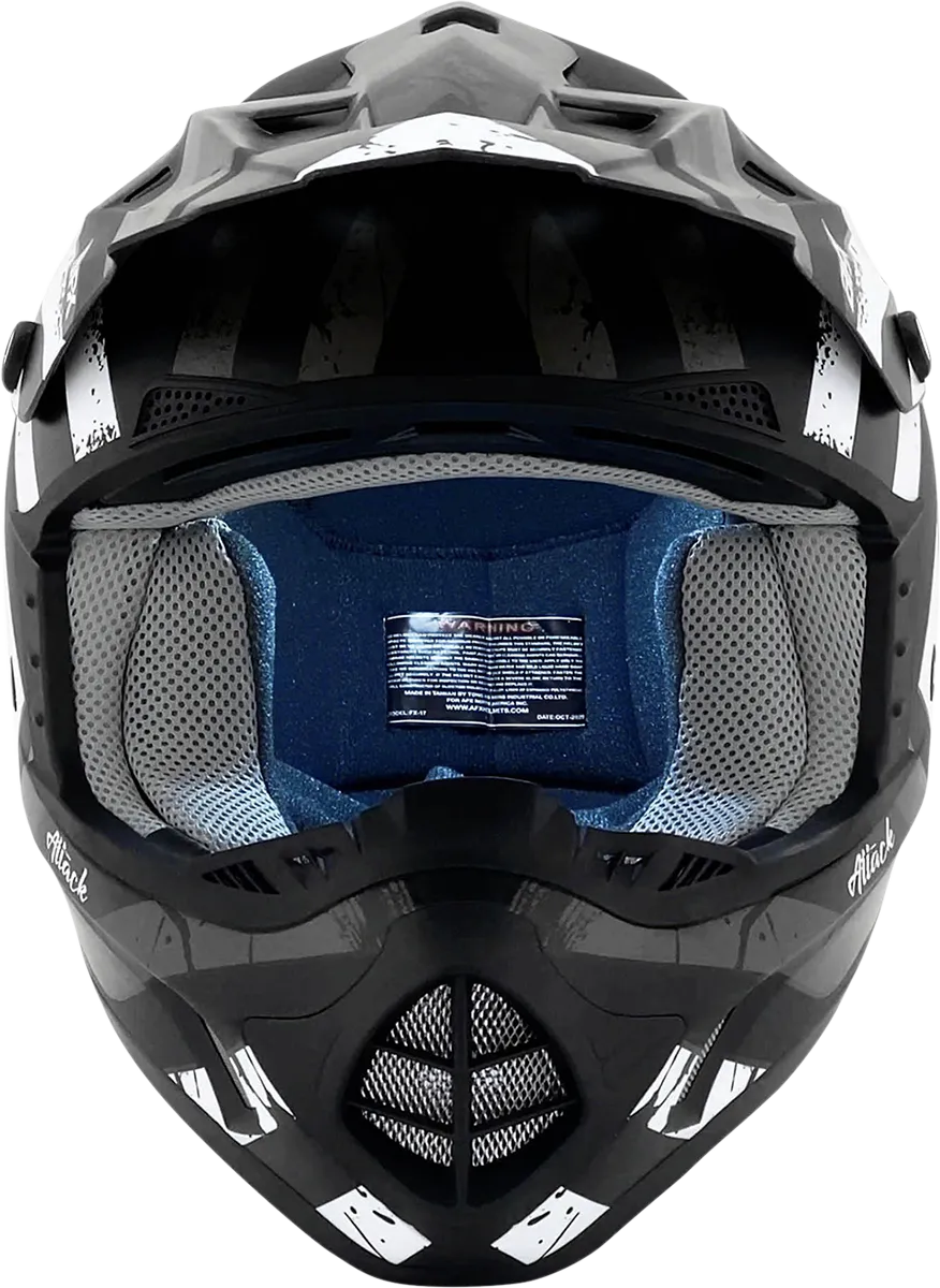 AFX FX-17Y Helmet - Attack - Matte Black/Silver - Large 0111-1401