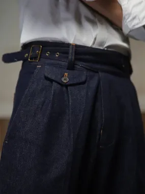 Aidase winter outfits men Autumn Men's Gurkha Retro Denim Trousers European American Slim Gurkha Navy Blue Trousers Army Pants Men Large Size Customizatio