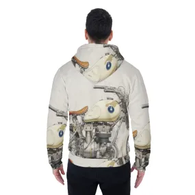 All-Over Print Men's Sherpa Fleece Zip Up Hoodie 26 27, motorcycle print