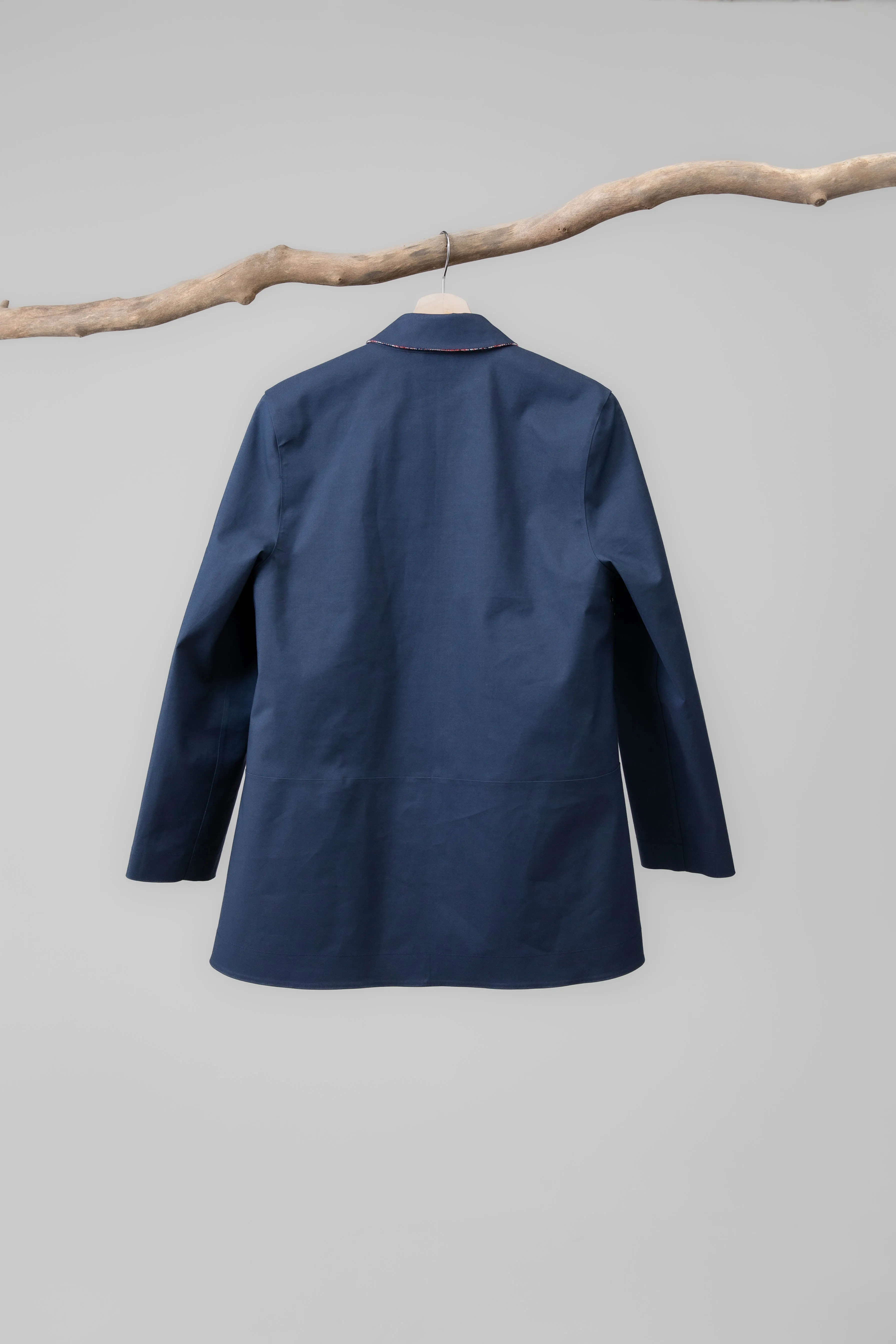 Article 10 swing coat - navy with glen check collar