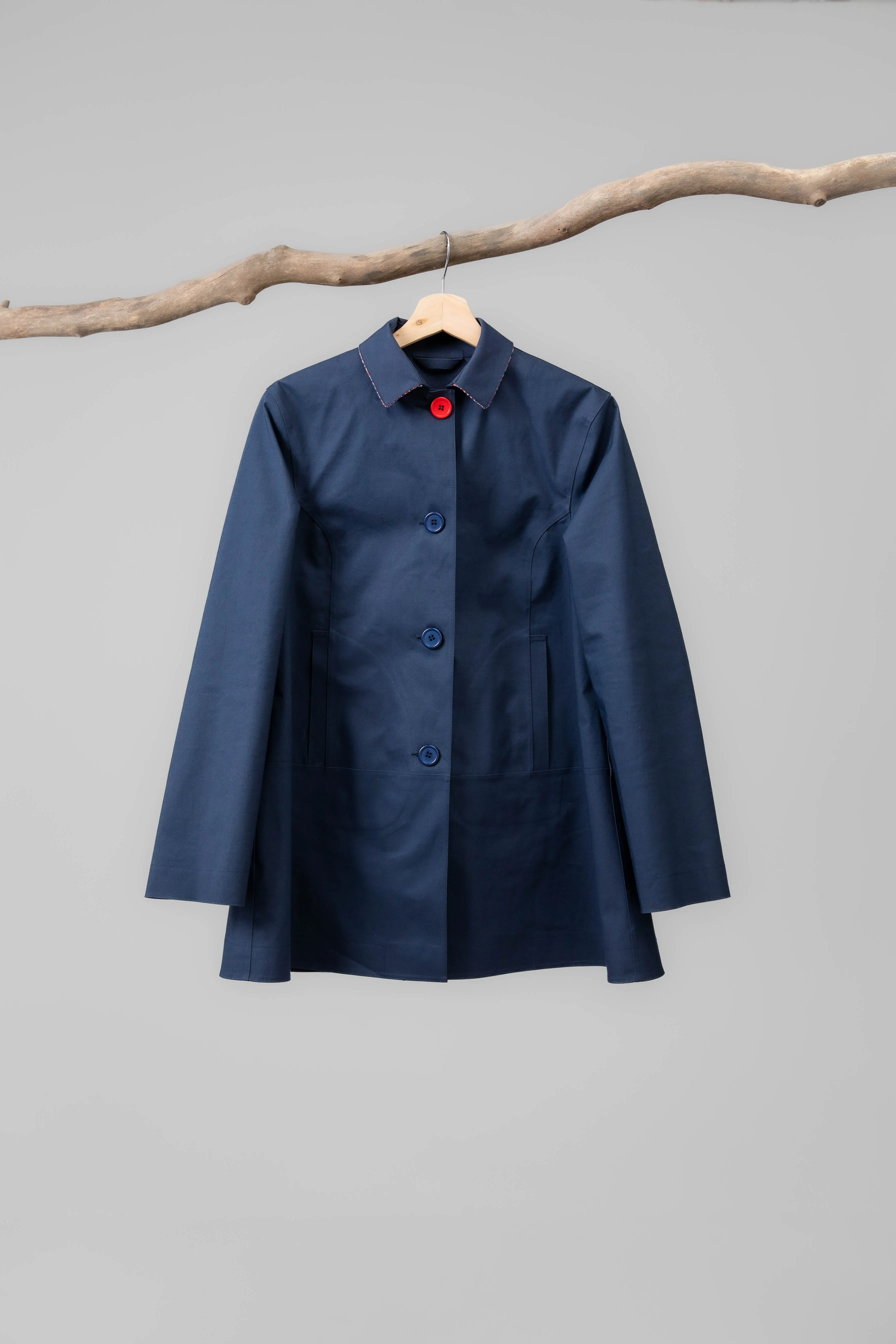 Article 10 swing coat - navy with glen check collar
