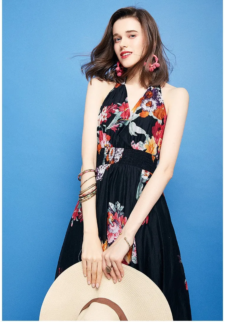 ARTKA HALTER MAXI DRESS IN ROMANTIC FLORAL
