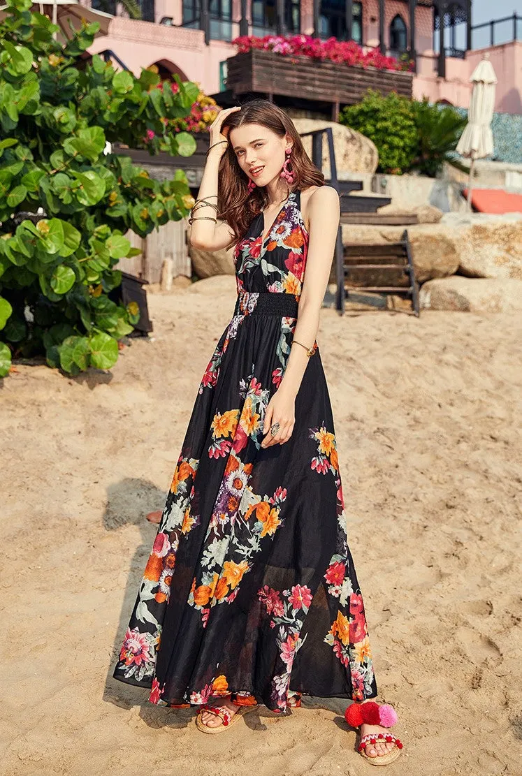 ARTKA HALTER MAXI DRESS IN ROMANTIC FLORAL