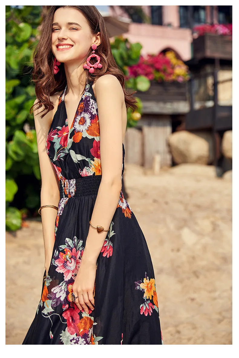 ARTKA HALTER MAXI DRESS IN ROMANTIC FLORAL