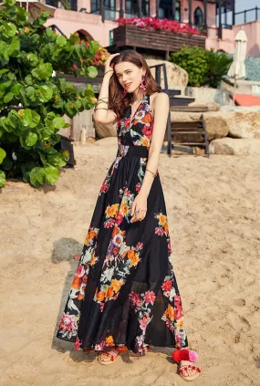 ARTKA HALTER MAXI DRESS IN ROMANTIC FLORAL