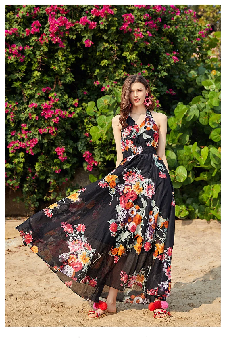 ARTKA HALTER MAXI DRESS IN ROMANTIC FLORAL