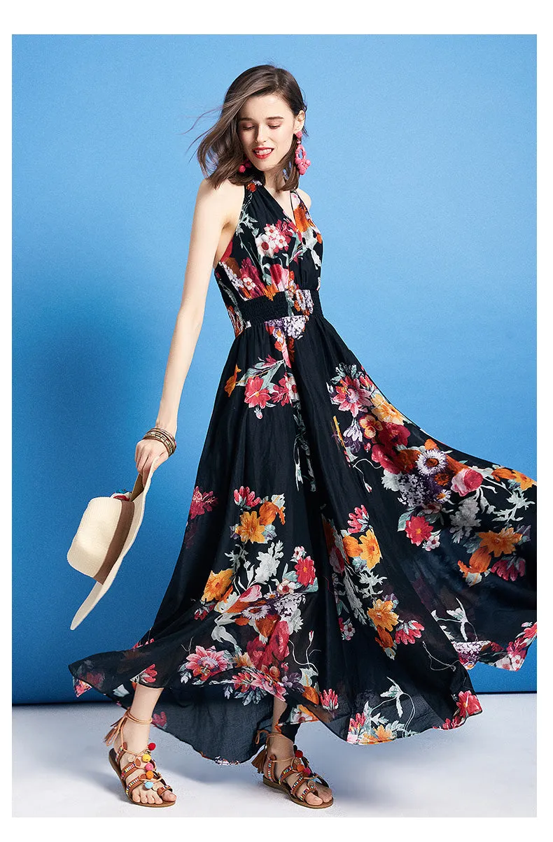ARTKA HALTER MAXI DRESS IN ROMANTIC FLORAL