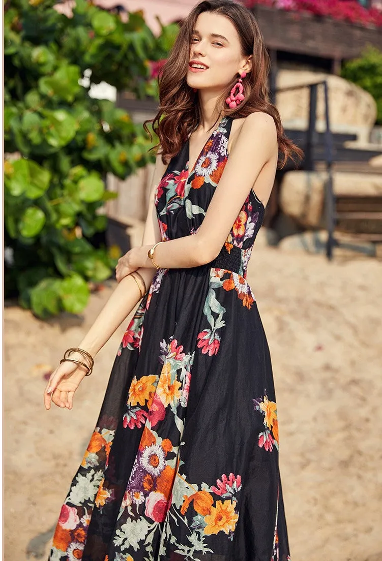 ARTKA HALTER MAXI DRESS IN ROMANTIC FLORAL