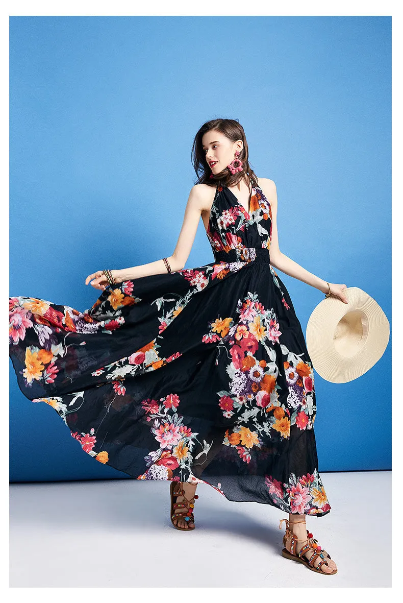ARTKA HALTER MAXI DRESS IN ROMANTIC FLORAL