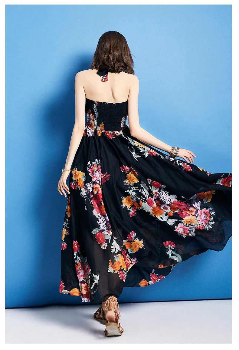 ARTKA HALTER MAXI DRESS IN ROMANTIC FLORAL