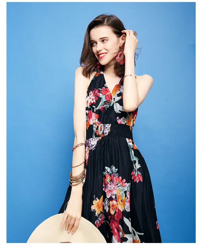 ARTKA HALTER MAXI DRESS IN ROMANTIC FLORAL