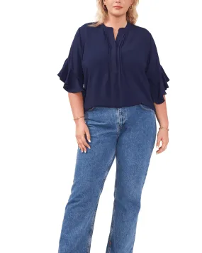 Aubrey Ruffle Sleeve Blouse | CLASSIC NAVY