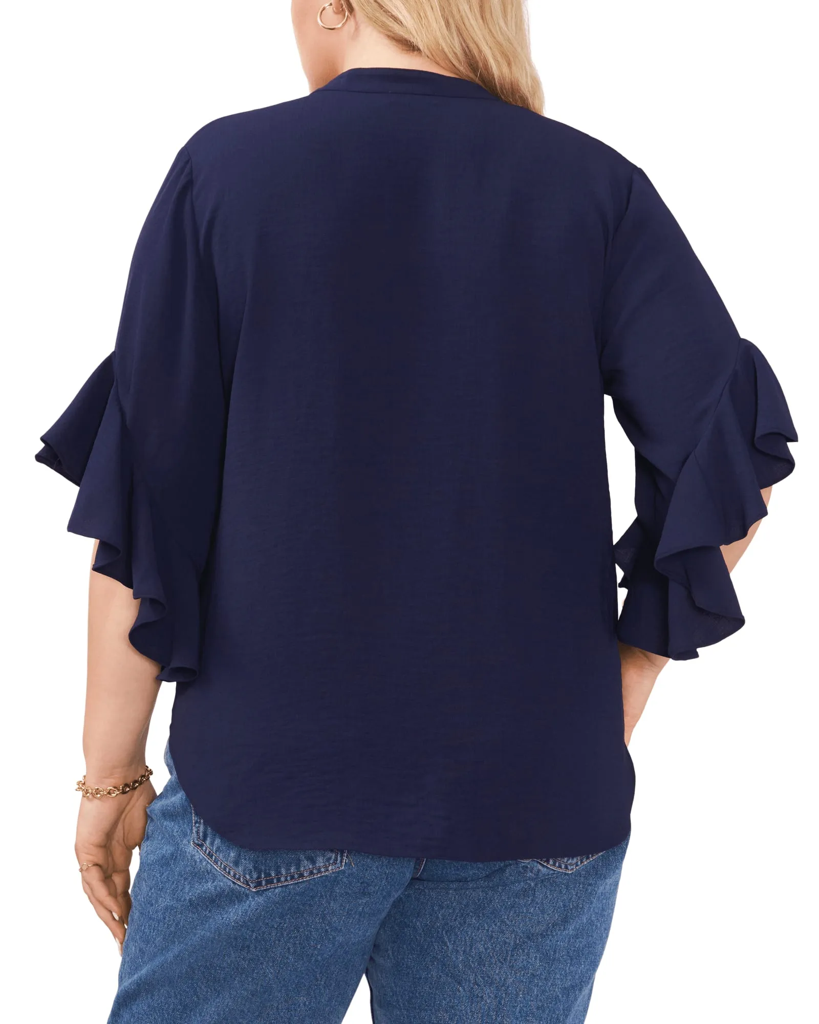 Aubrey Ruffle Sleeve Blouse | CLASSIC NAVY