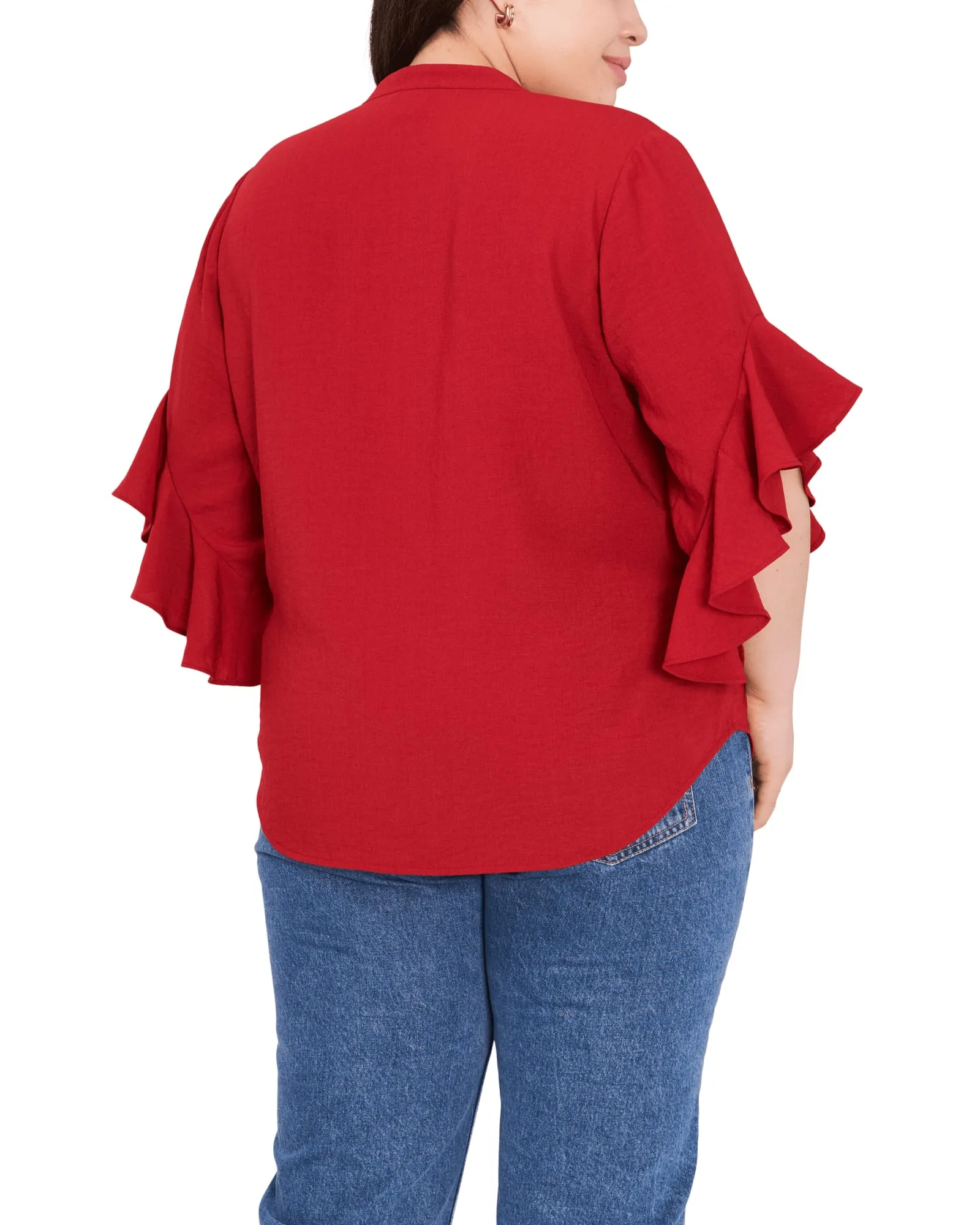 Aubrey Ruffle Sleeve Blouse | DARK RED