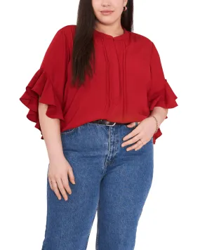 Aubrey Ruffle Sleeve Blouse | DARK RED