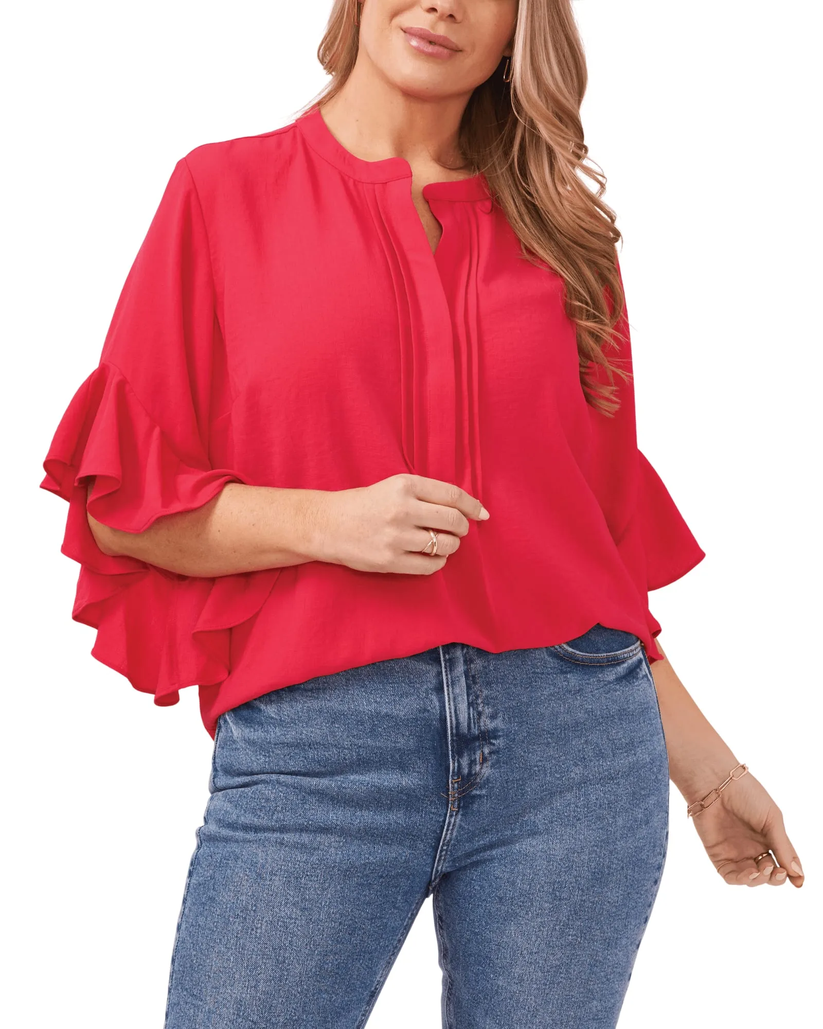 Aubrey Ruffle Sleeve Blouse | GERANIUM