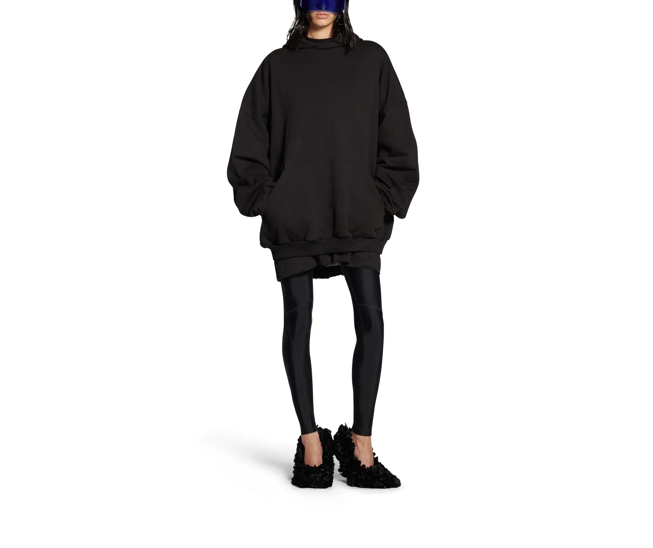 BB PARIS STRASS HOODIE LARGE FIT IN BLACK FADED