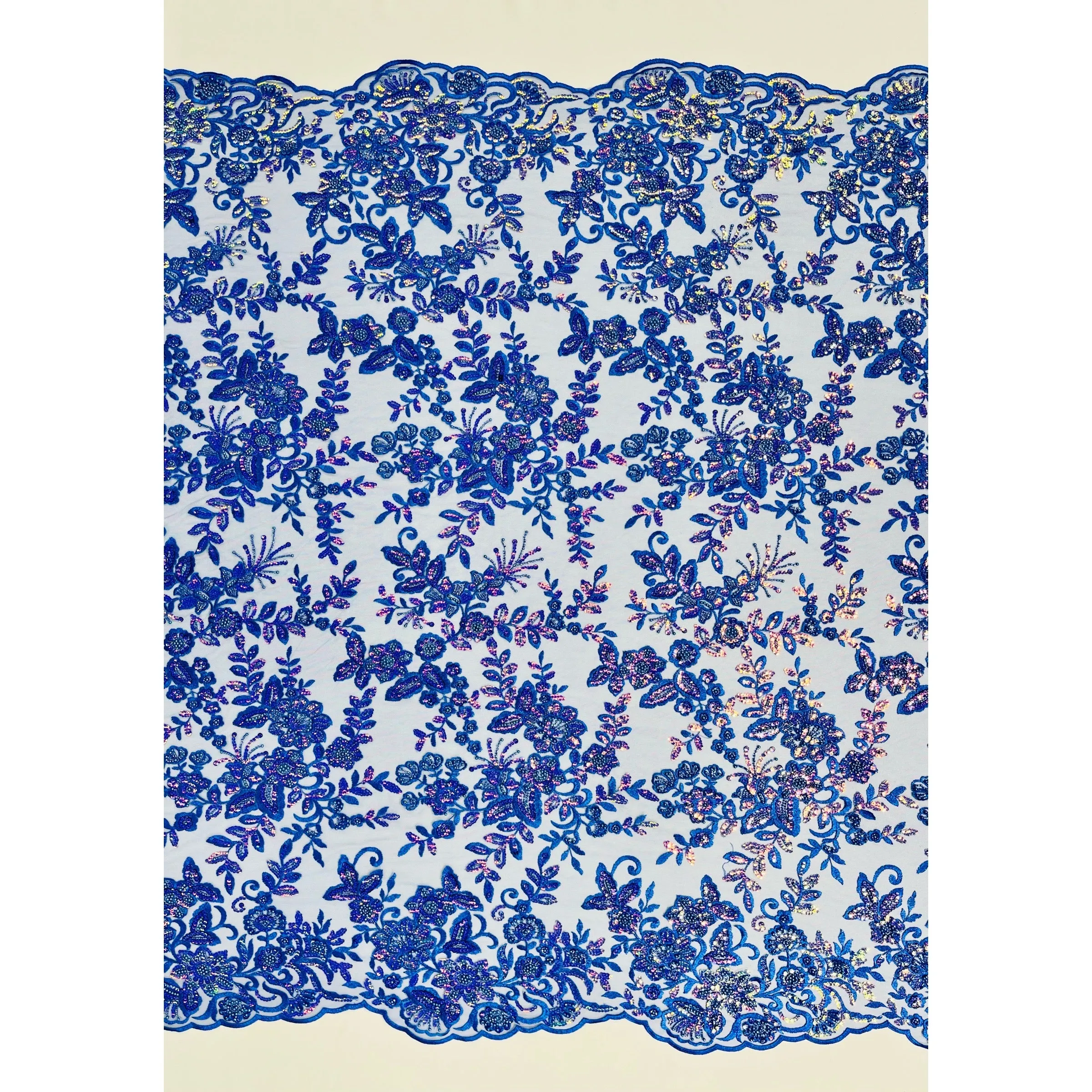 Beaded & Sequined Sparkling Lace Fabric Embroidered on 100% Polyester Net Mesh | Lace USA - GD-2218