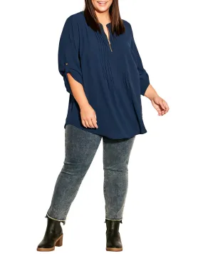 Bella Pleated Blouse | Navy