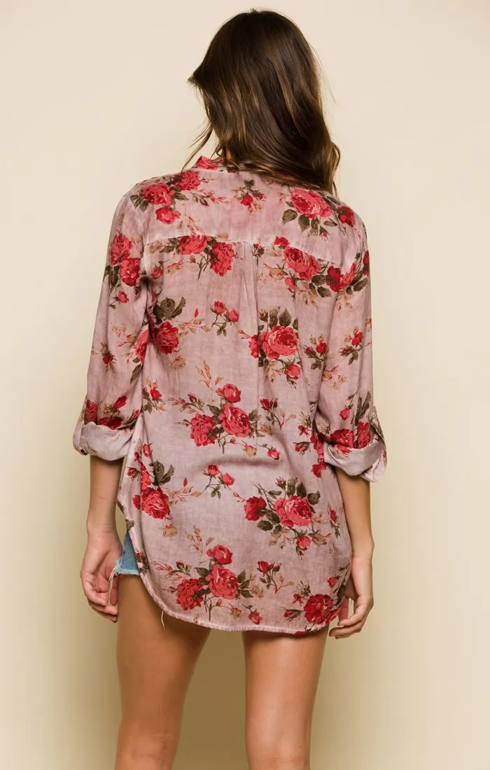 BLOOMING LOVE HENLEY BLOUSE