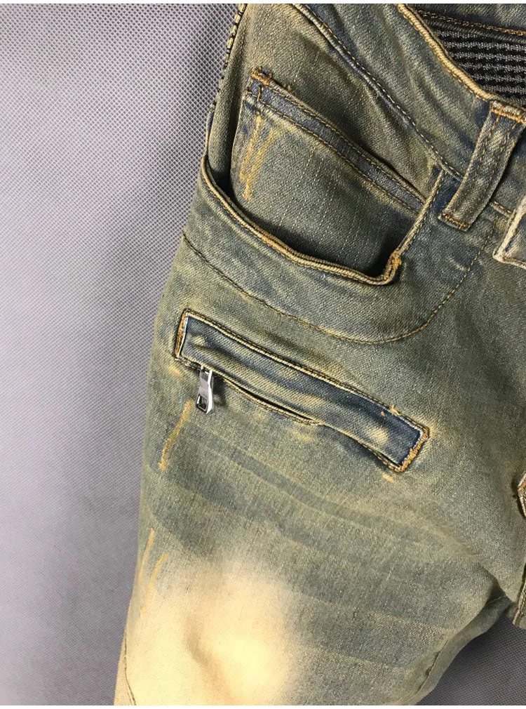 BOOPDO DESIGN WEEKEND DISTRESSES WASHED DENIM JEAN PANTS