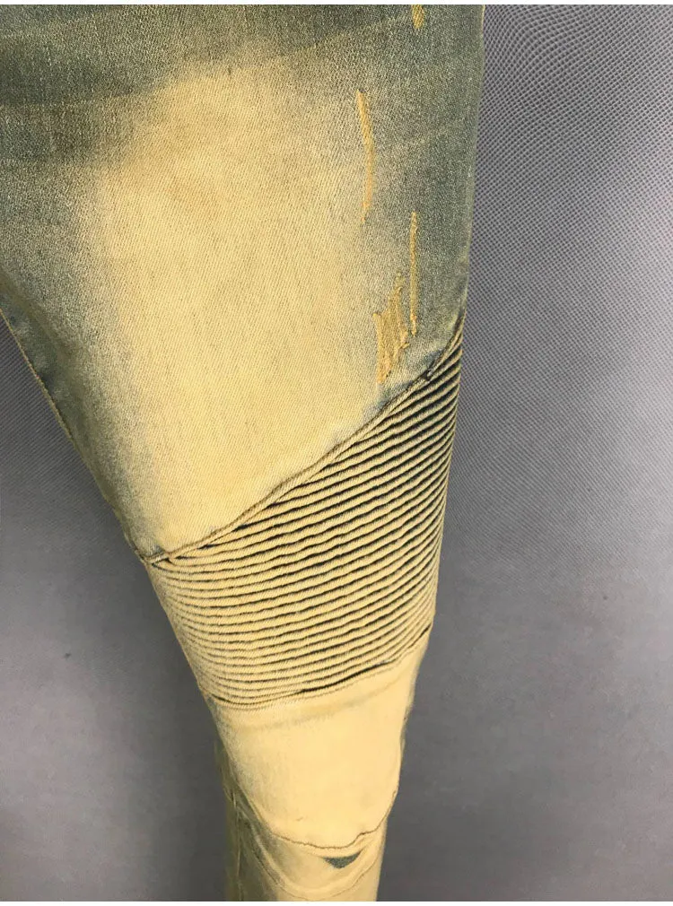 BOOPDO DESIGN WEEKEND DISTRESSES WASHED DENIM JEAN PANTS