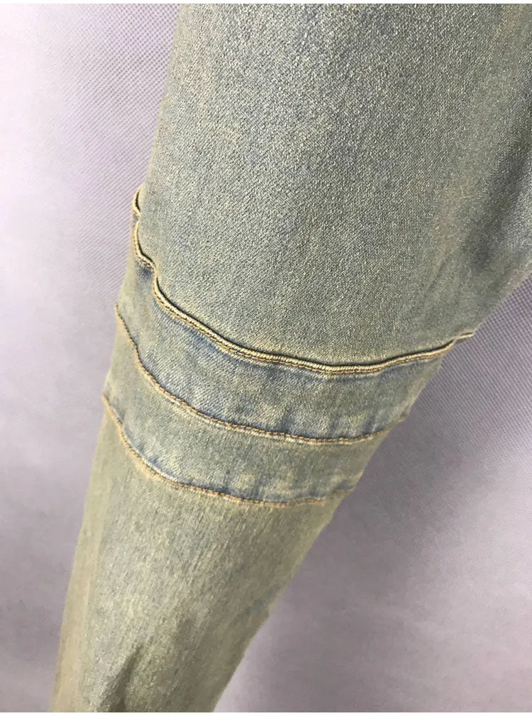 BOOPDO DESIGN WEEKEND DISTRESSES WASHED DENIM JEAN PANTS