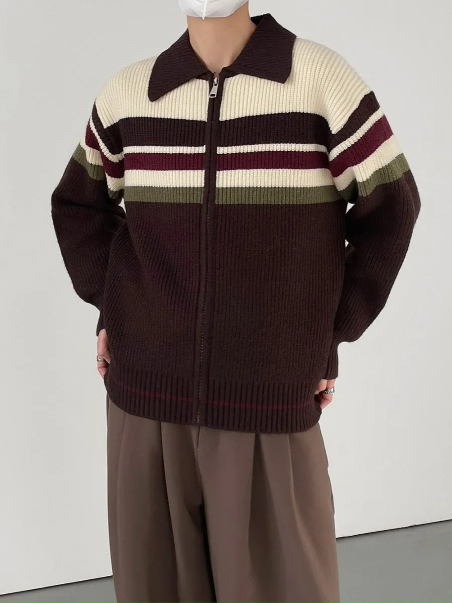 Border knit zipper jacket or2631