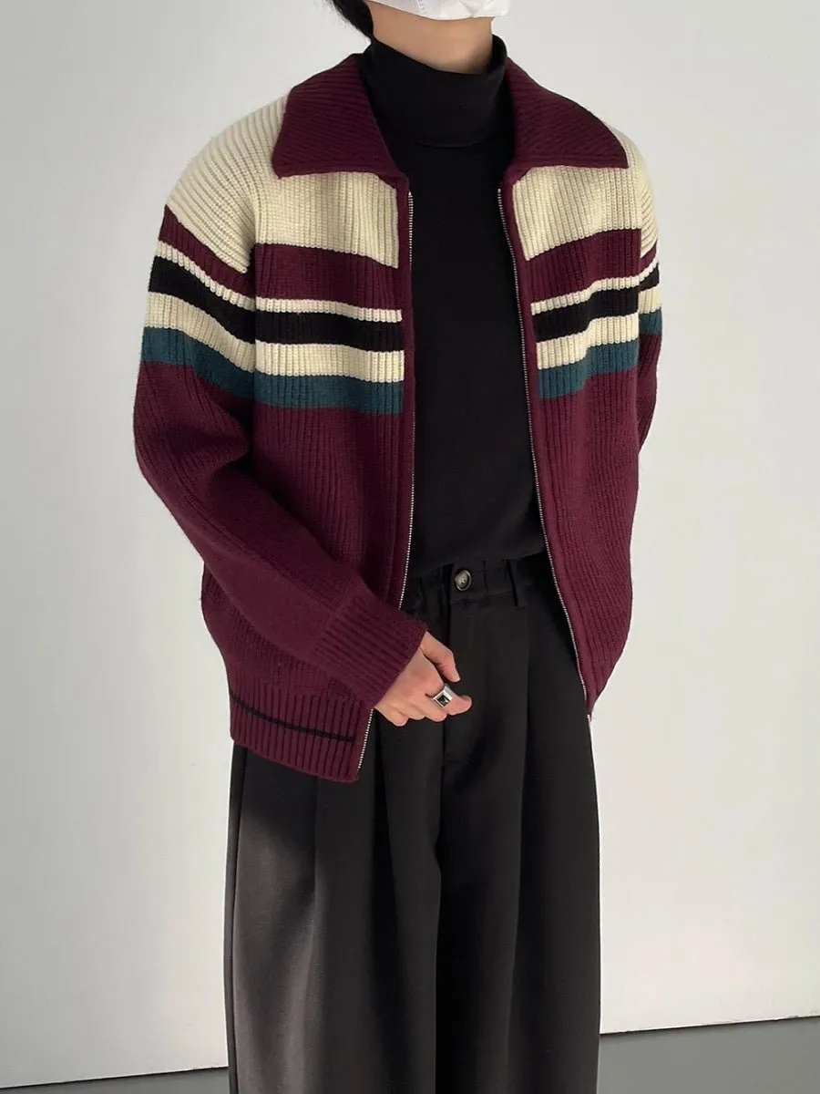 Border knit zipper jacket or2631