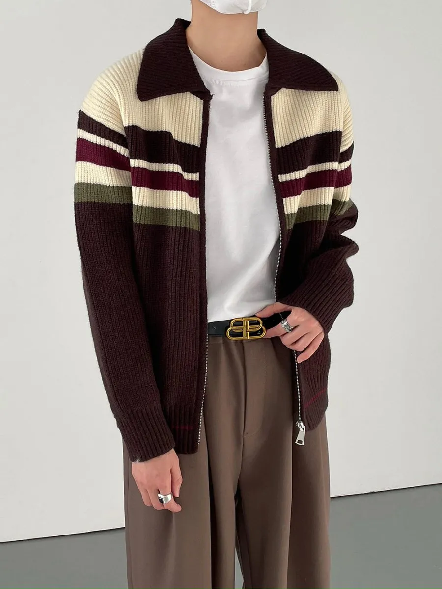Border knit zipper jacket or2631