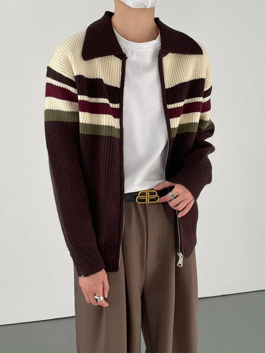 Border knit zipper jacket or2631
