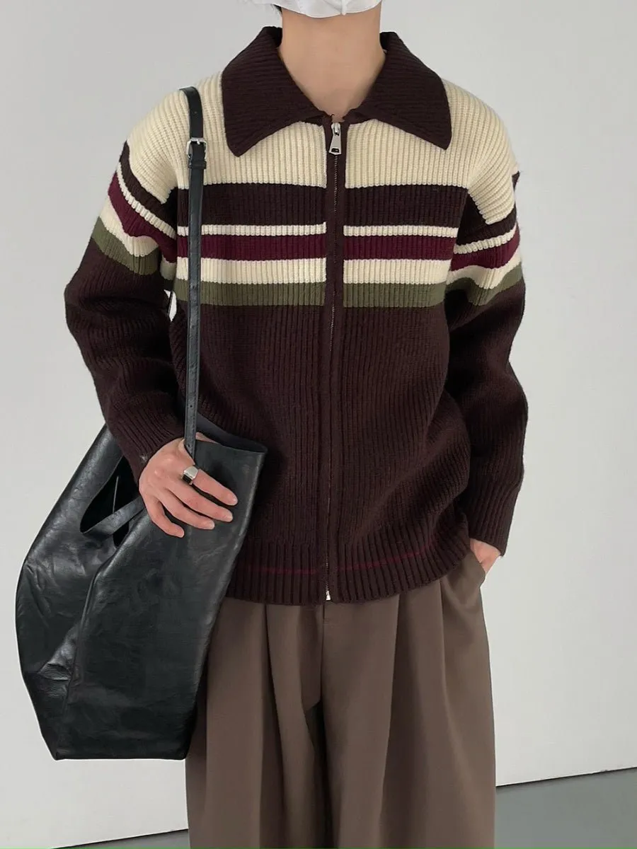Border knit zipper jacket or2631