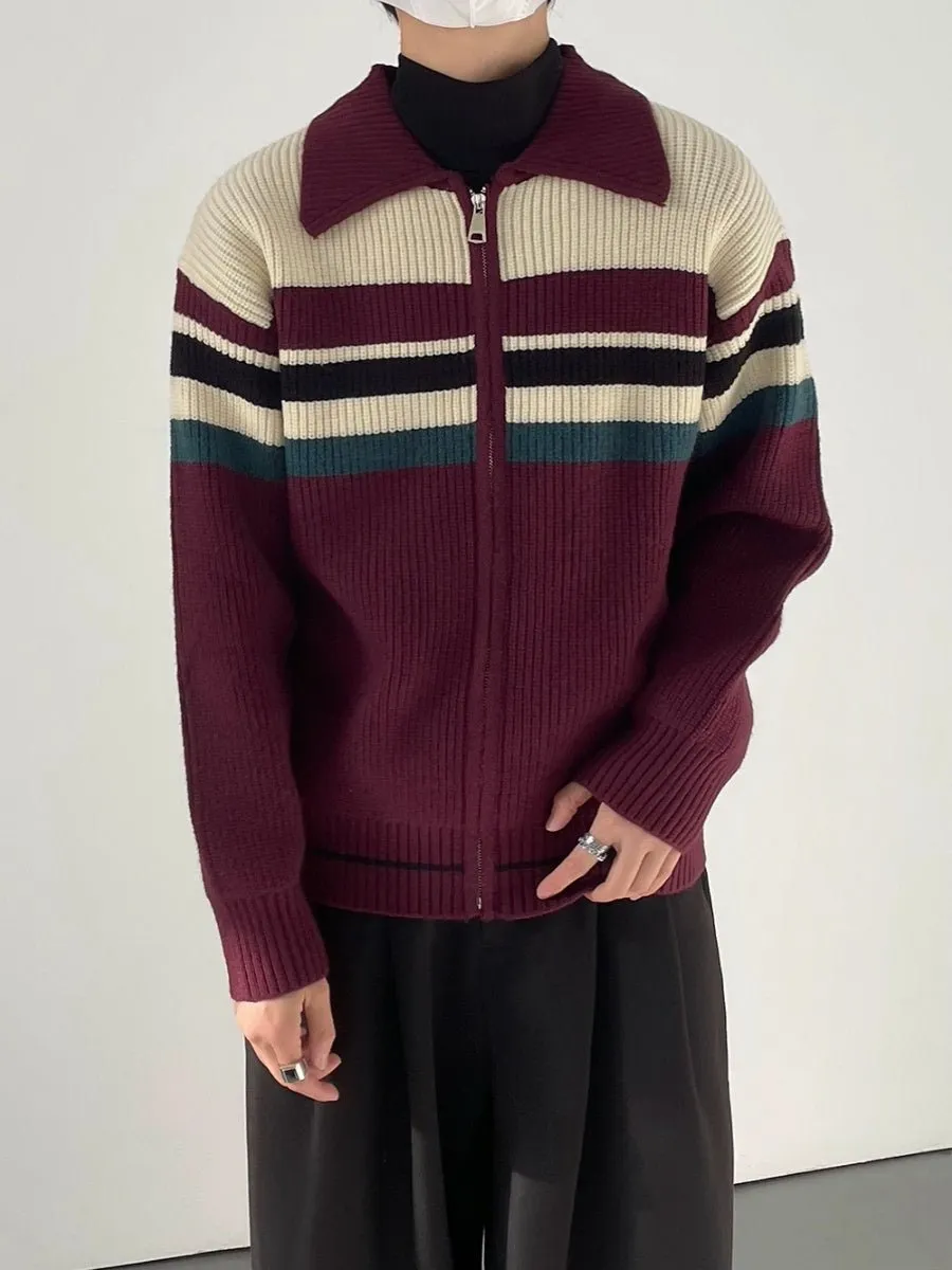 Border knit zipper jacket or2631