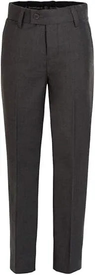 Boys Dress Pants Flat-Front Skinny fit Slacks - Poly Rayon Giovanni Uomo Charcoal 4