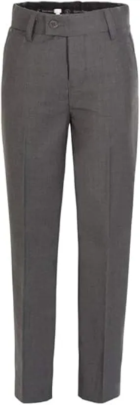 Boys Dress Pants Flat-Front - Slim fit Dress Slacks - Grey-poly-rayon