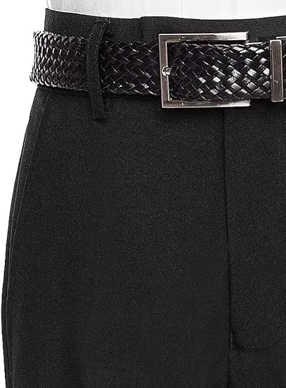 Boys Pant with Two Side Two Back Pockets Non-Elastic Waistband, Slim Pants for Boys Goes with Any Shirt Suit Jacket - White