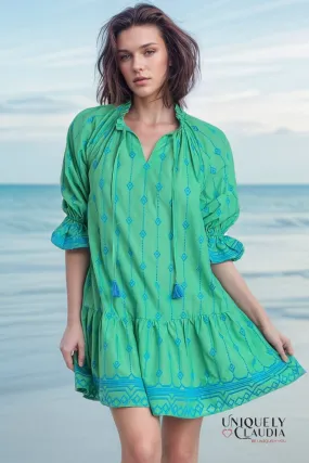 Brielle Embroidered Contrast A-Line Dress