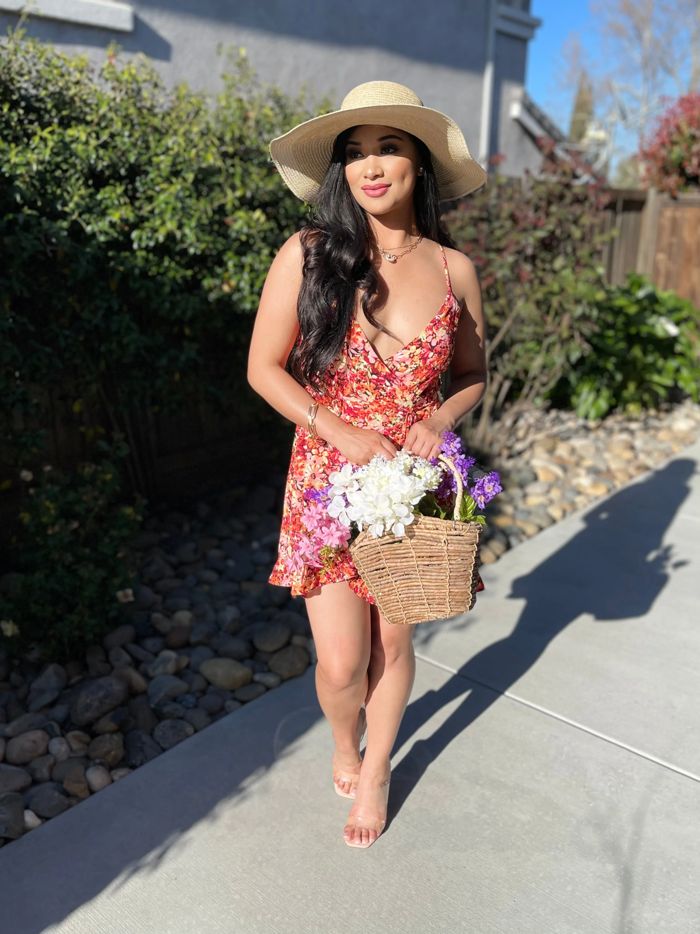 Brunch Date Floral Wrap Mini Dress