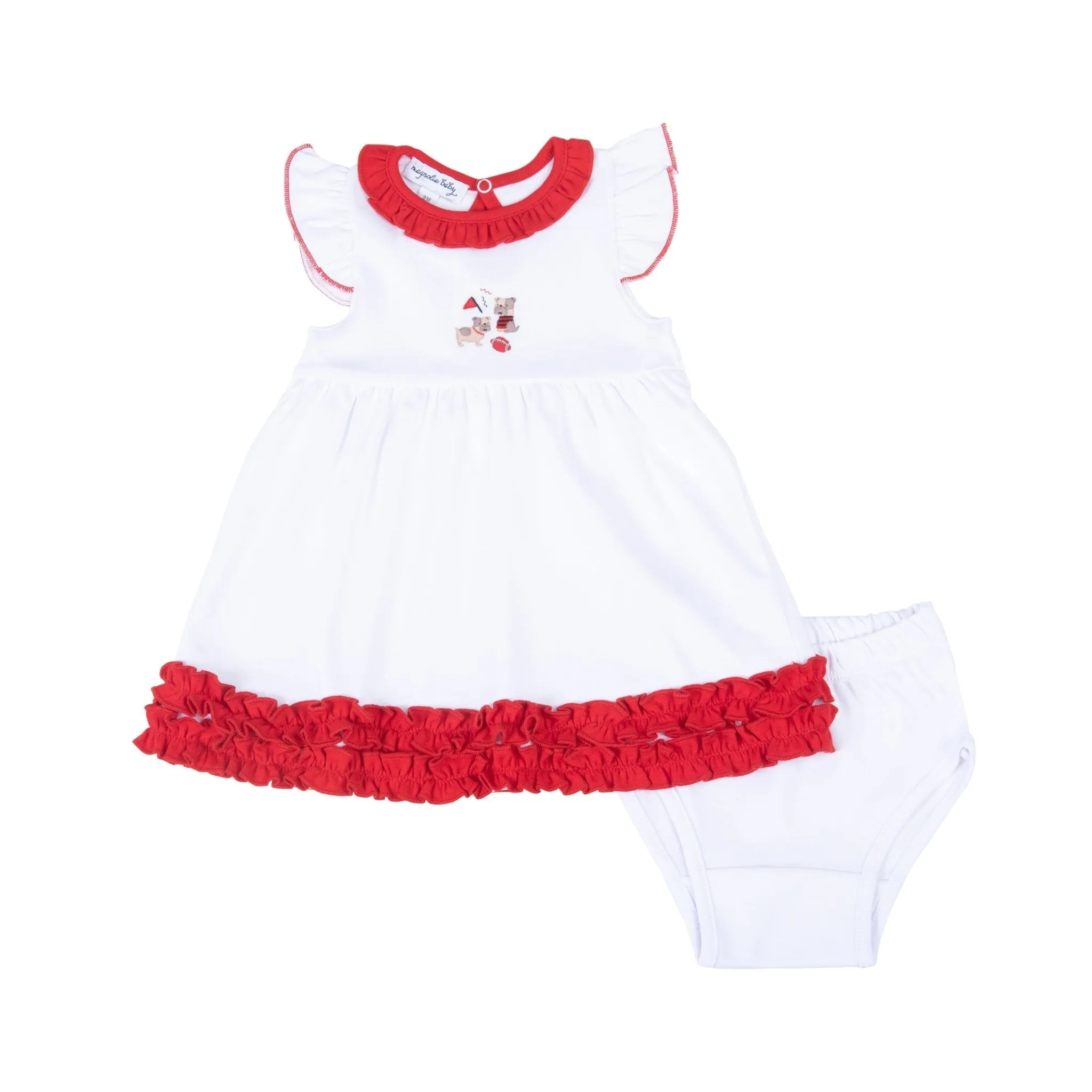 Bulldog Pride Embroidered Flutters Dress