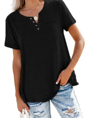 Button-Down Short Sleeve Tunic Blouse