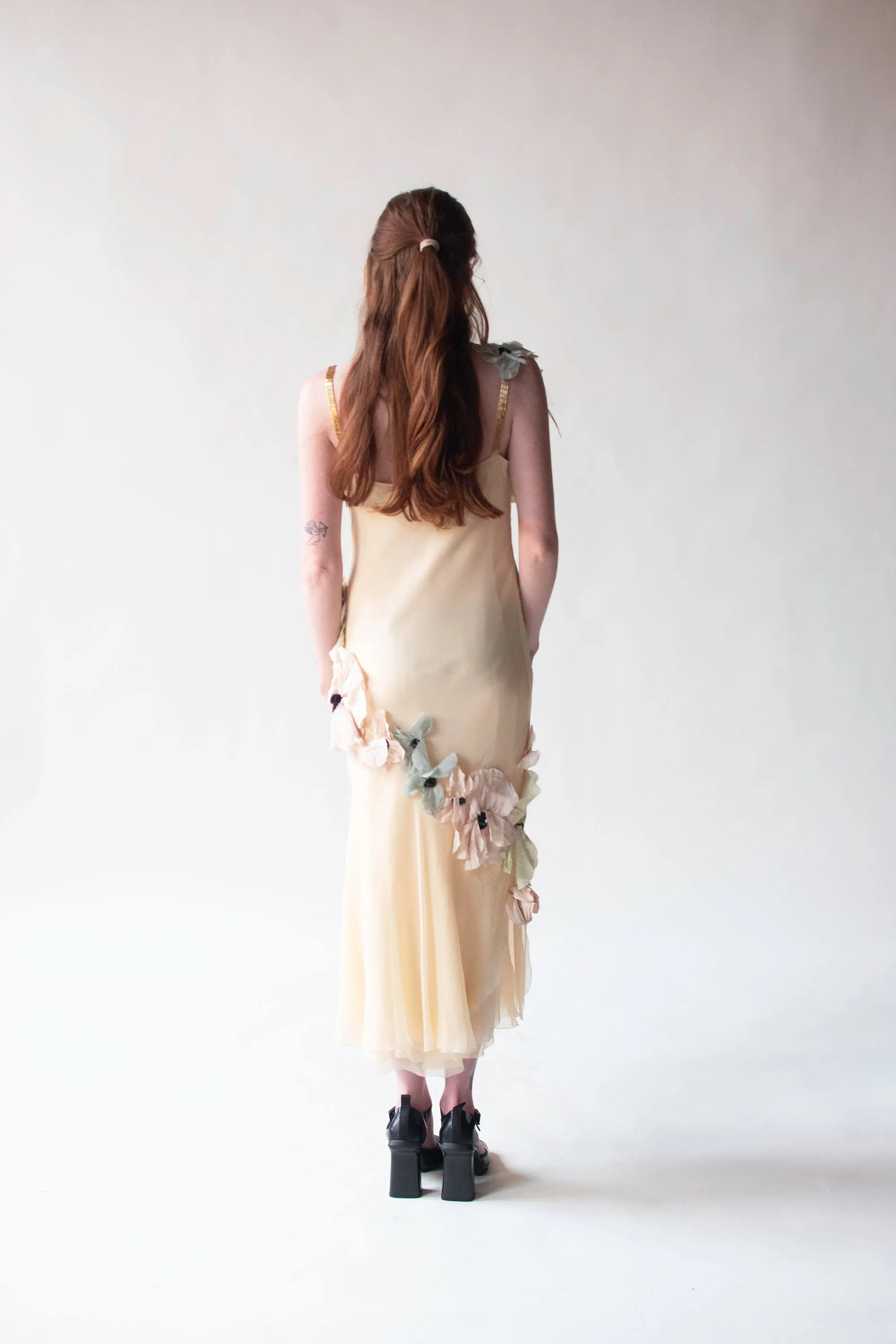 Chiffon Dress W/ Floral Applique